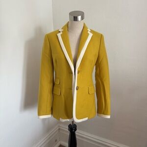 J. Crew Mustard Yellow Blazer with White Accents